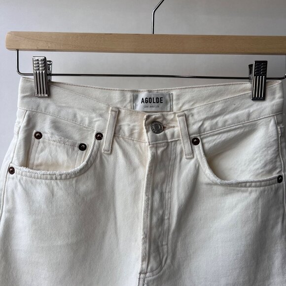 Agolde Riley Cropped Straight-Leg distressed Jeans, white, size 24 - Picture 5 of 11